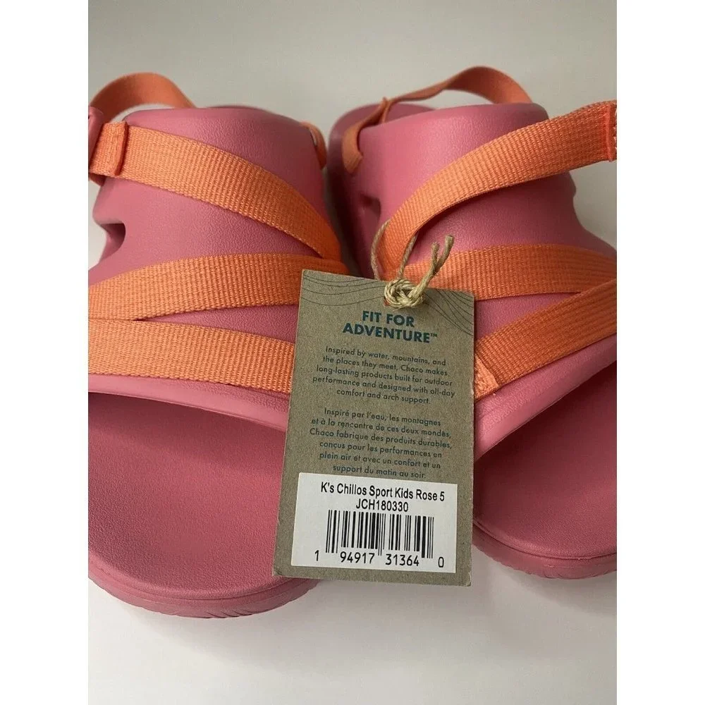 Chaco Kids Chillos Sport Beach Sandals‎ Rose Pink Orange 5